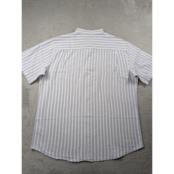 Frontier Threads by Weatherproof Mens XL Blue White Striped Cotton Shirt NWT - Picture 3 of 13